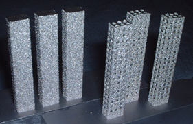 Test specimens with porous structure fabricated by additive manufacturing technique